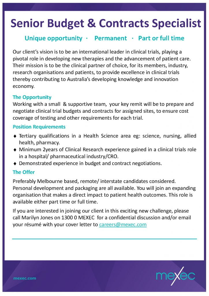 mexec Budget Contracts Specialist Short ad