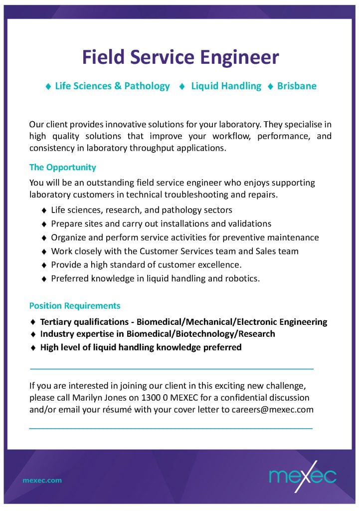 mexec Field Service Engineer Brisbane Biotools short v17388