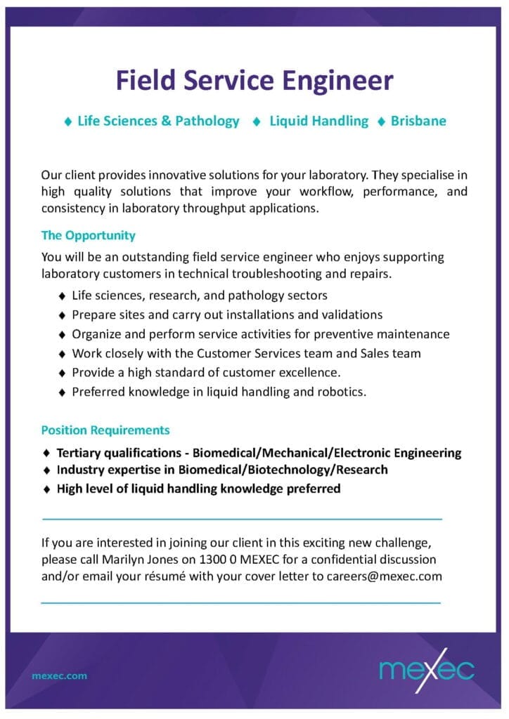 mexec Field Service Engineer Brisbane Biotools short v17388