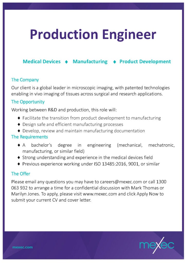 mexec Production Engineer Short Ad