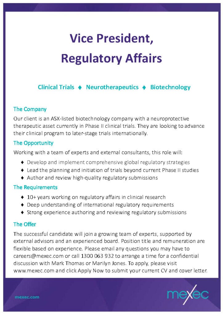 mexec Vice President Regulatory Affairs Short Ad